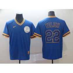 Men Milwaukee Brewers Christian Yelich 22 Navy Alternate MLB Jersey