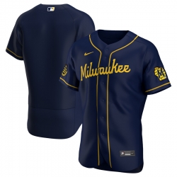 Men Milwaukee Brewers Men Nike Navy Alternate 2020 Flex Base Team MLB Jersey