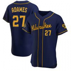 Men Nike Milwaukee Brewers Willy Adames Cream Stitched MLB Jersey