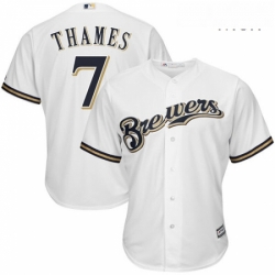 Mens Majestic Milwaukee Brewers 7 Eric Thames Replica White Home Cool Base MLB Jersey