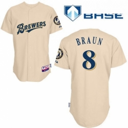 Mens Majestic Milwaukee Brewers 8 Ryan Braun Replica Cream YOUniform Cool Base MLB Jersey