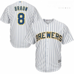 Mens Majestic Milwaukee Brewers 8 Ryan Braun Replica White Alternate Cool Base MLB Jersey