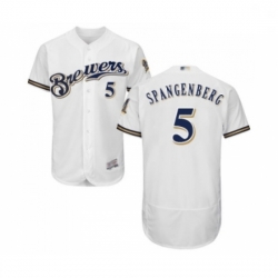 Mens Milwaukee Brewers 5 Cory Spangenberg White Alternate Flex Base Authentic Collection Baseball Jersey