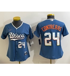 Women Milwaukee Brewers 24 William Contreras Mineral Blue 2026 City Connect Stadium Stitched Baseball Jersey Women Milwaukee Brewers 24 William Contreras Mineral Blue 2026 City Connect Stadium Stitched Baseball Jersey