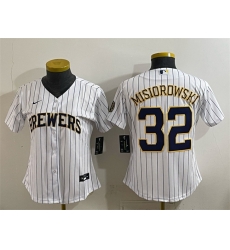 Women Milwaukee Brewers 32 Jacob Misiorowski White Cool Base Stitched Jersey Run Small Women Milwaukee Brewers 32 Jacob Misiorowski White Cool Base Stitched Jersey Run Small