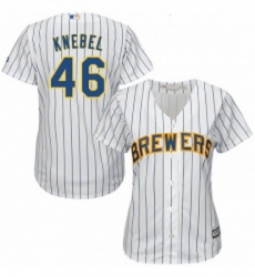 Womens Majestic Milwaukee Brewers 46 Corey Knebel Replica White Alternate Cool Base MLB Jersey 