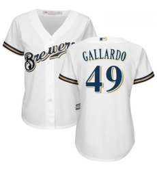 Womens Majestic Milwaukee Brewers 49 Yovani Gallardo Authentic White Home Cool Base MLB Jersey 