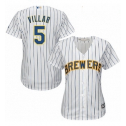 Womens Majestic Milwaukee Brewers 5 Jonathan Villar Authentic White Alternate Cool Base MLB Jersey