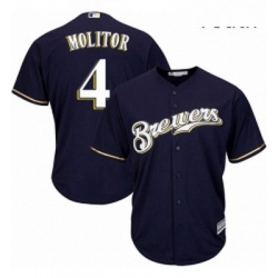 Youth Majestic Milwaukee Brewers 4 Paul Molitor Authentic Navy Blue Alternate Cool Base MLB Jersey