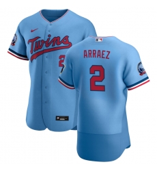 Men Minnesota Twins 2 Luis Arraez Men Nike Light Blue Alternate 2020 60th Season Flex Base Team MLB Jersey