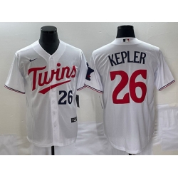 Men Minnesota Twins 26 Max Kepler White Cool Base With Patch Stitched Baseball Jersey