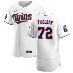 Men Minnesota Twins 72 Caleb Thielbar Men Nike White Home 2020 60th Season Flex Base Team MLB Jersey