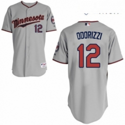 Mens Majestic Minnesota Twins 12 Jake Odorizzi Authentic Grey Road Cool Base MLB Jersey 