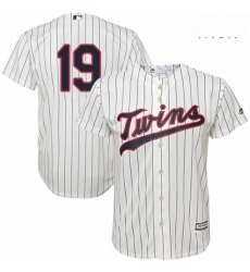 Mens Majestic Minnesota Twins 19 Anibal Sanchez Replica Cream Alternate Cool Base MLB Jersey 