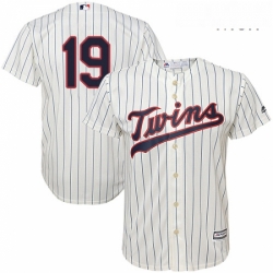 Mens Majestic Minnesota Twins 19 Anibal Sanchez Replica Cream Alternate Cool Base MLB Jersey 