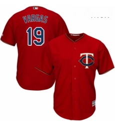 Mens Majestic Minnesota Twins 19 Kennys Vargas Replica Scarlet Alternate Cool Base MLB Jersey