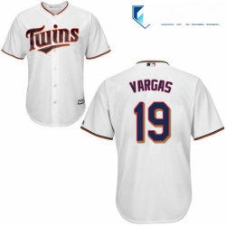 Mens Majestic Minnesota Twins 19 Kennys Vargas Replica White Home Cool Base MLB Jersey