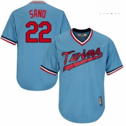 Mens Majestic Minnesota Twins 22 Miguel Sano Authentic Light Blue Cooperstown MLB Jersey