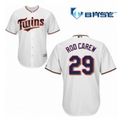 Mens Majestic Minnesota Twins 29 Rod Carew Replica White Home Cool Base MLB Jersey