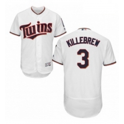 Mens Majestic Minnesota Twins 3 Harmon Killebrew White Home Flex Base Authentic Collection MLB Jersey