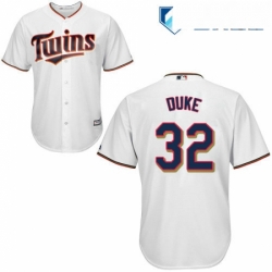 Mens Majestic Minnesota Twins 32 Zach Duke Replica White Home Cool Base MLB Jersey 