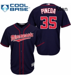 Mens Majestic Minnesota Twins 35 Michael Pineda Replica Navy Blue Alternate Road Cool Base MLB Jersey 