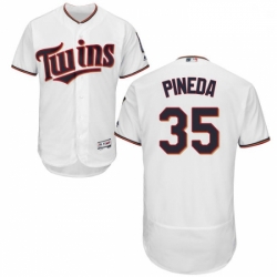 Mens Majestic Minnesota Twins 35 Michael Pineda White Home Flex Base Authentic Collection MLB Jersey