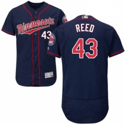 Mens Majestic Minnesota Twins 43 Addison Reed Navy Blue Alternate Flex Base Authentic Collection MLB Jersey