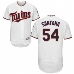 Mens Majestic Minnesota Twins 54 Ervin Santana White Home Flex Base Authentic Collection MLB Jersey