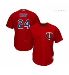 Mens Minnesota Twins 24 C J Cron Replica Scarlet Alternate Cool Base Baseball Jersey 