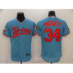 Twins 34 Kirby Puckett Blue Nike 60th Season Flexbase Jersey