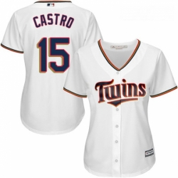 Womens Majestic Minnesota Twins 15 Jason Castro Replica White Home Cool Base MLB Jersey