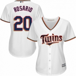 Womens Majestic Minnesota Twins 20 Eddie Rosario Replica White Home Cool Base MLB Jersey 