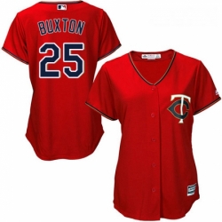 Womens Majestic Minnesota Twins 25 Byron Buxton Replica Scarlet Alternate Cool Base MLB Jersey