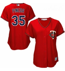 Womens Majestic Minnesota Twins 35 Michael Pineda Authentic Scarlet Alternate Cool Base MLB Jersey 