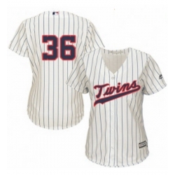 Womens Majestic Minnesota Twins 36 Robbie Grossman Authentic Cream Alternate Cool Base MLB Jersey 