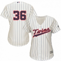 Womens Majestic Minnesota Twins 36 Robbie Grossman Replica Cream Alternate Cool Base MLB Jersey 