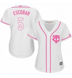 Womens Majestic Minnesota Twins 5 Eduardo Escobar Replica White Fashion Cool Base MLB Jersey 