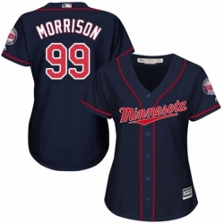 Womens Majestic Minnesota Twins 99 Logan Morrison Replica Navy Blue Alternate Road Cool Base MLB Jersey 