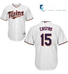 Youth Majestic Minnesota Twins 15 Jason Castro Replica White Home Cool Base MLB Jersey