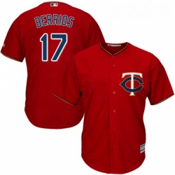 Youth Majestic Minnesota Twins 17 Jose Berrios Replica Scarlet Alternate Cool Base MLB Jersey