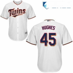 Youth Majestic Minnesota Twins 45 Phil Hughes Authentic White Home Cool Base MLB Jersey