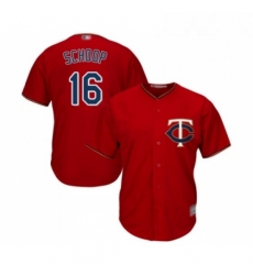 Youth Minnesota Twins 16 Jonathan Schoop Replica Scarlet Alternate Cool Base Baseball Jersey 