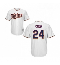 Youth Minnesota Twins 24 C J Cron Replica White Home Cool Base Baseball Jersey 