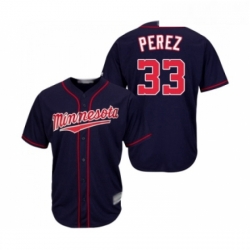 Youth Minnesota Twins 33 Martin Perez Replica Navy Blue Alternate Road Cool Base Baseball Jersey 