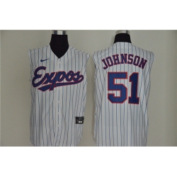 Expos 51 Randy Johnson White Nike Cool Base Sleeveless Jersey