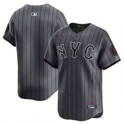 Men New York Mets Blank Graphite 2024 City Connect Limited Stitched Baseball Jersey