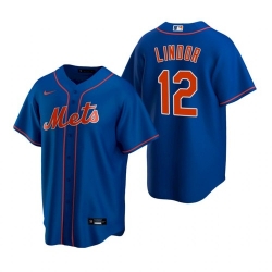 Men Nike New York Mets Francisco Lindor Blue Cool Base Stitched Jersey