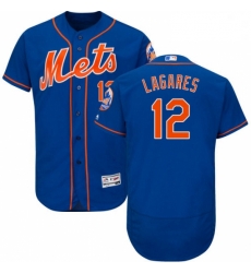 Mens Majestic New York Mets 12 Juan Lagares Royal Blue Alternate Flex Base Authentic Collection MLB Jersey 