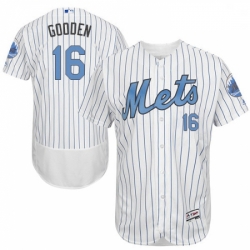 Mens Majestic New York Mets 16 Dwight Gooden Authentic White 2016 Fathers Day Fashion Flex Base MLB Jersey 